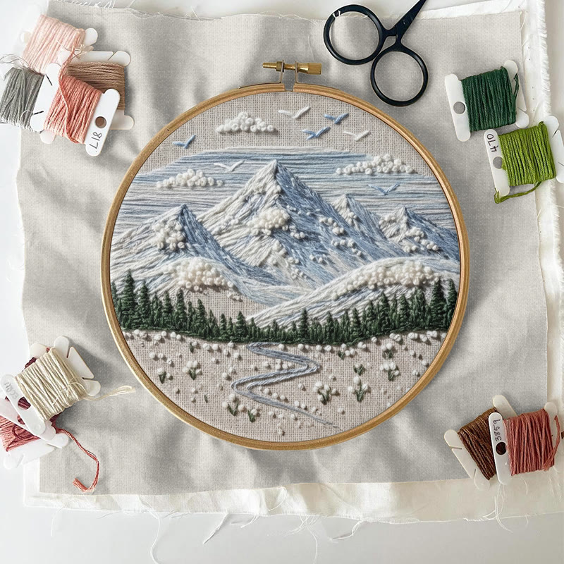 Rubbyoo Embroidery Kit - Snowy Mountain | Handmade Scenery Art | Nice Needle Craft - image 6