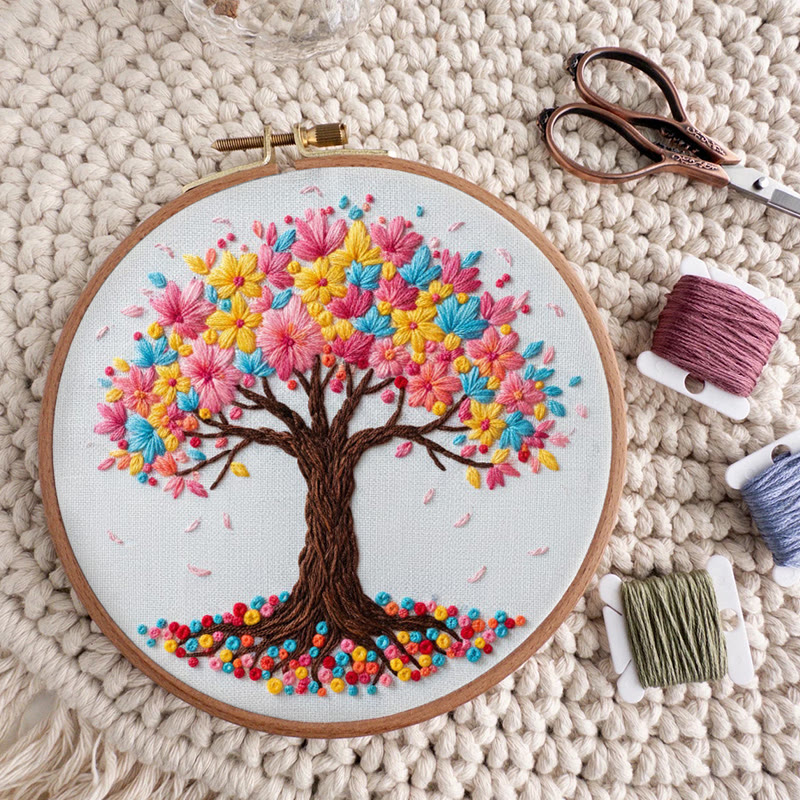 Rubbyoo Embroidery Kit - Rainbow Blossom Tree | Playful Craft | Vibrant Accent - image 8