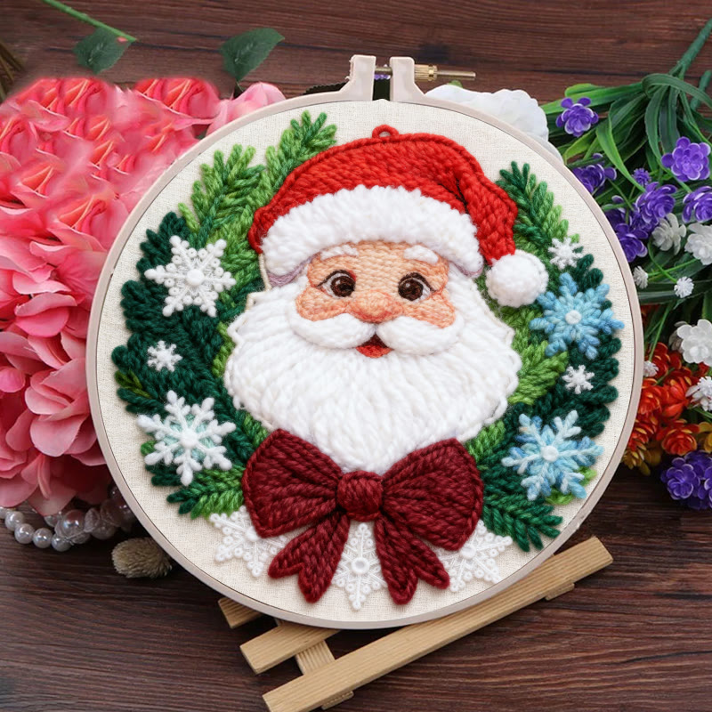 Happy Santa Claus Punch Needle Kit - Diy Beginner Handicraft | Christmas Tree Hanging Art - image 3