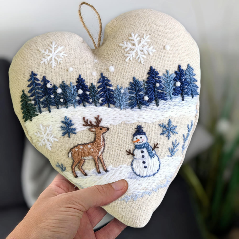 Rubbyoo Heart Embroidery Kit - Deer And Snowman | Handmade Winter Craft | Diy Home Decoration  - image 7