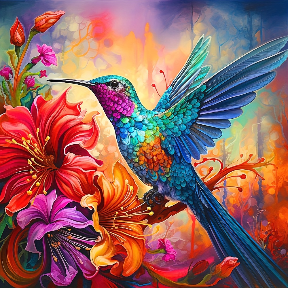 Hummingbird On Flowers - Wooden Jigsaw Puzzle