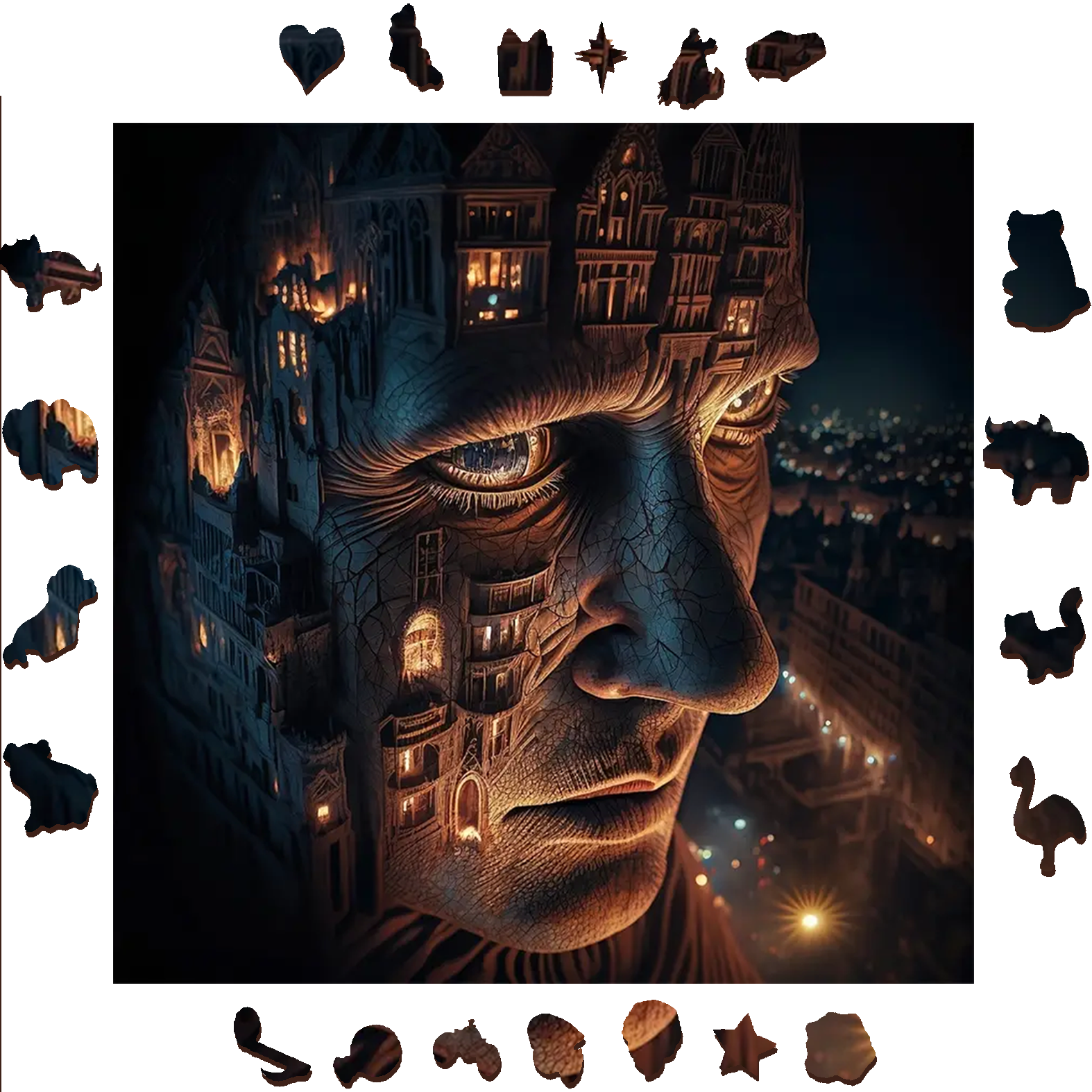 Face City - Wooden Jigsaw Puzzle