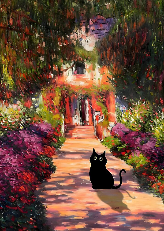Rubbyoo Monet Garden Cat - Wooden Jigsaw Puzzle