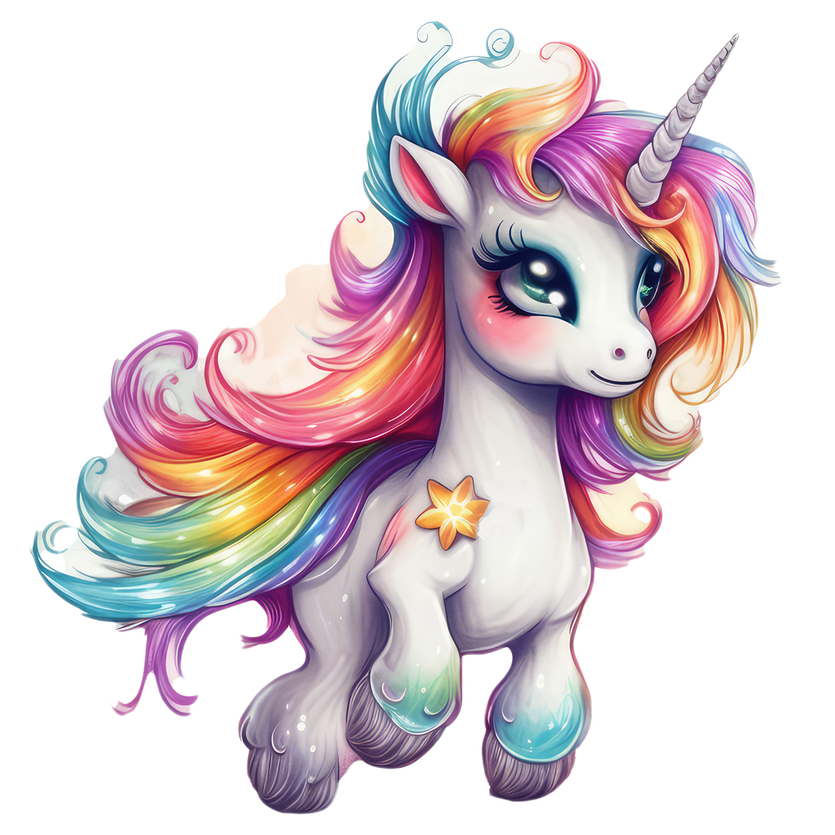 Rubbyoo Cute Unicorn With A Rainbow Mane - Wooden Jigsaw Puzzle