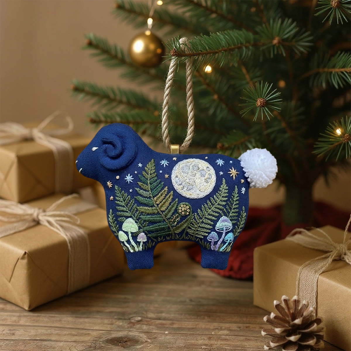 Rubbyoo Lamb-shaped Embroidery Kit - Midnight Fern |  Special Room Hanging | Diy Craft Set For Beginners - image 2