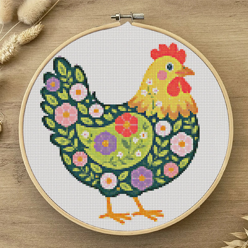  Cross Stitch Kit - Floral Hen | Colorful Handmde Craft | Starter Diy Needlework - image 5