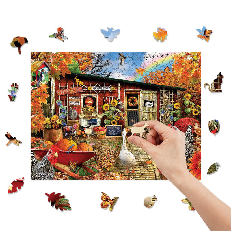 Rubbyoo Chicken Crossing - Wooden Jigsaw Puzzle