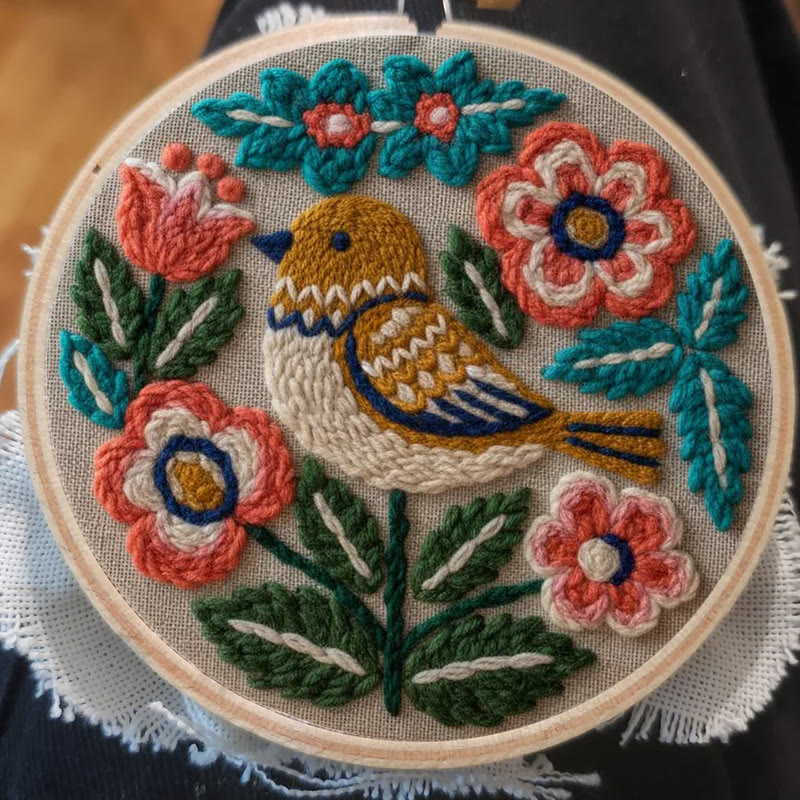 Bohemian Bird And Floral Punch Needle Kit - Effortless Craft | Vibrant Home Accent - image 4