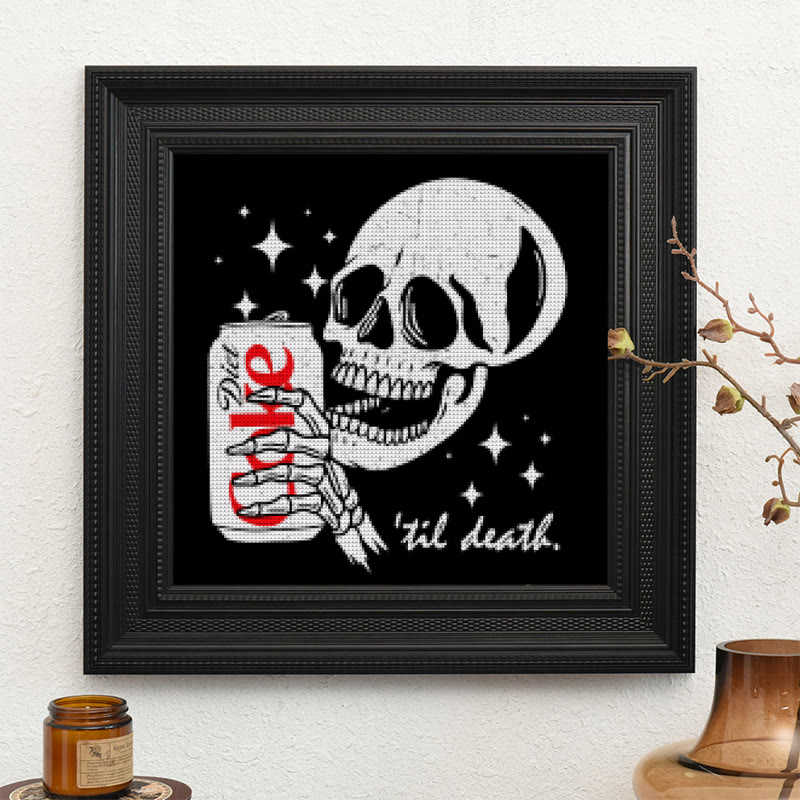  Cross Stitch Kit - Drinking Skeleton | Halloween Spooky Art | Diy Holiday Decoration  - image 8