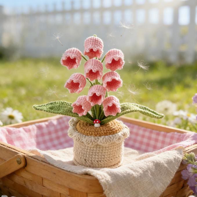 Lily Of The Valley Crochet - 9 Blossoms Flower Craft | Flower Yarn Art | Perfect For Home Decor - Pink - image 5