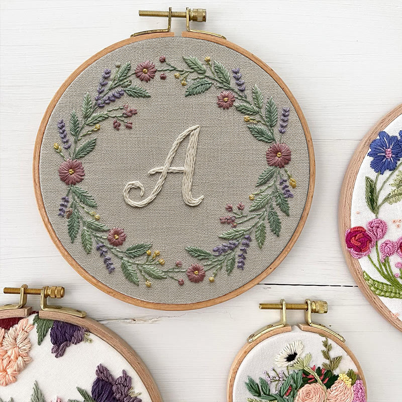 Rubbyoo Embroidery Kit - Alphabet Floral Wreath | 26 Letter Handmade Craft | Diy Wall Hanging Decoration - image 8
