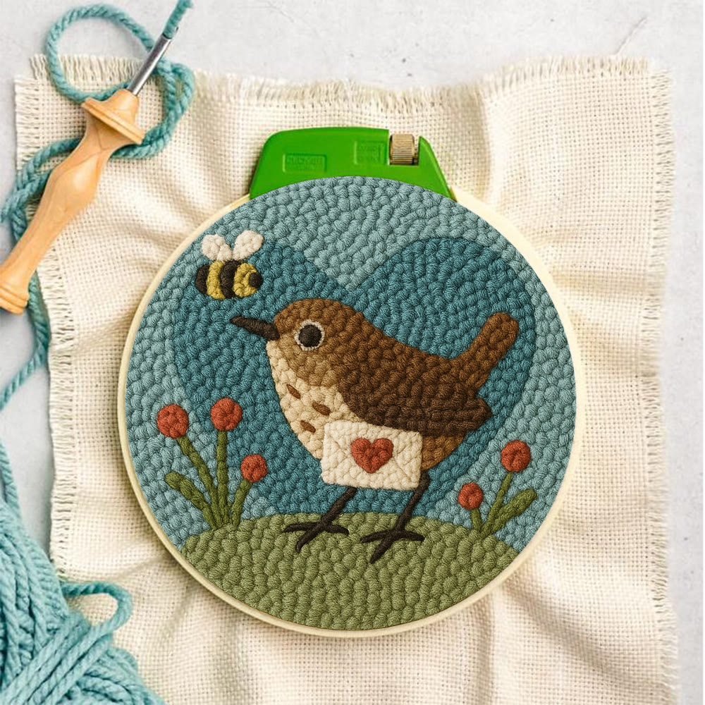 Bird and Bee Heart-Themed Punch Needle Kit – Beginner-Friendly DIY Choice | Charming Decorative Piece - image 6