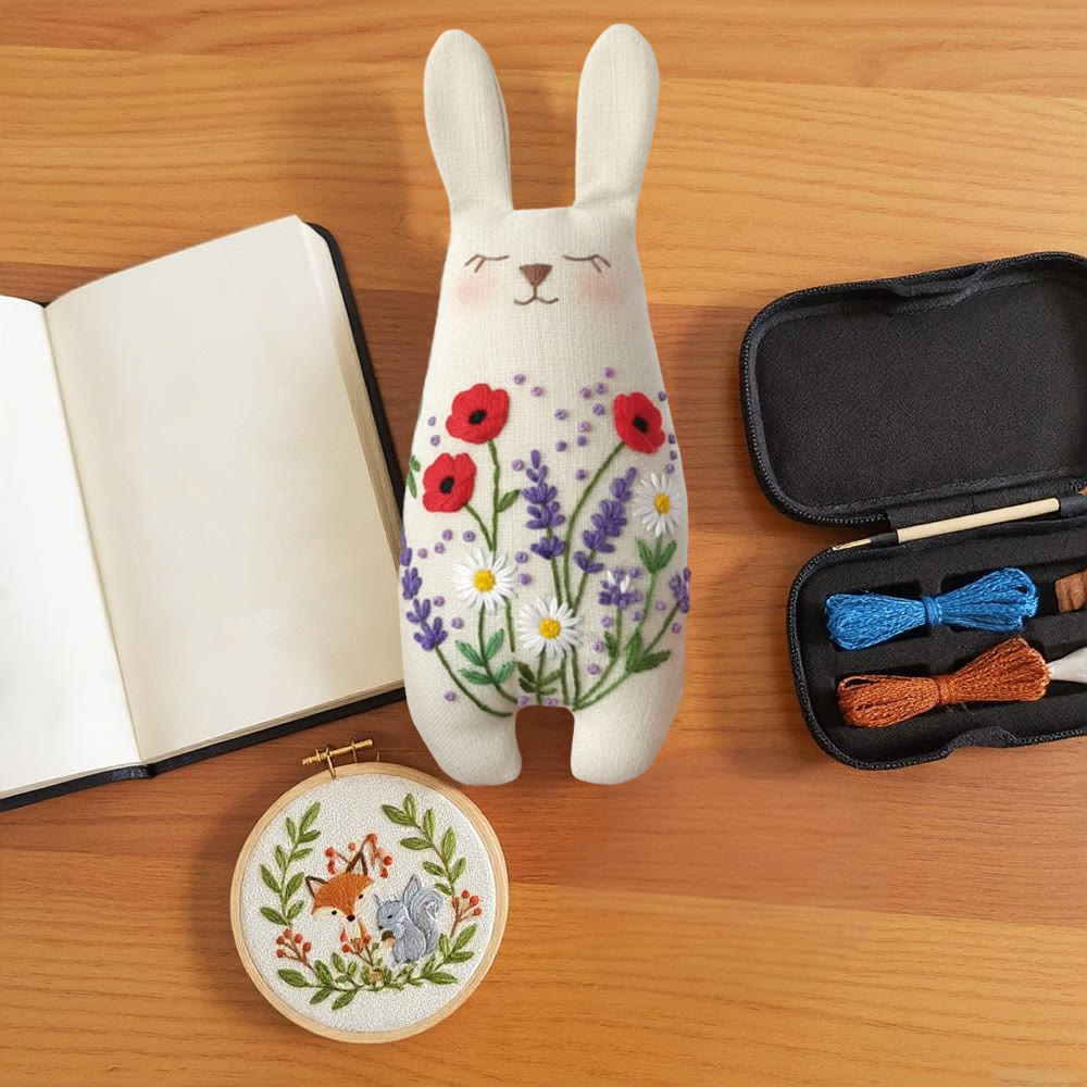 Rubbyoo Bunny Toy Embroidery Kit - Poppy And Lavender | Simple Handwork | Ideal Gift For Flower Lovers - image 7