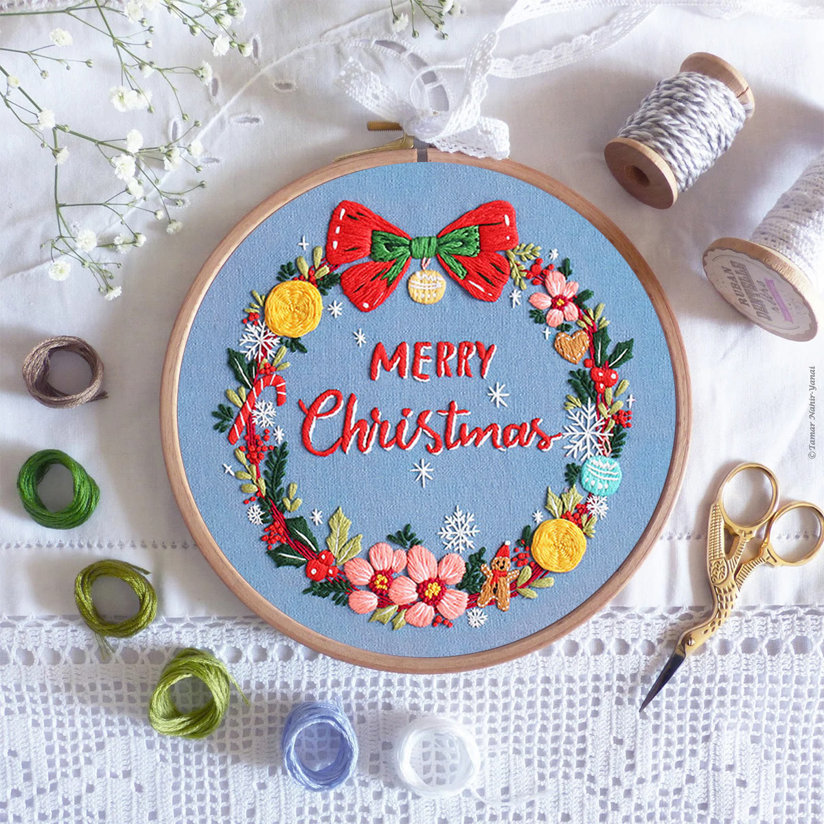 Rubbyoo Embroidery Kit-Christmas Wreath - Blue - image 8