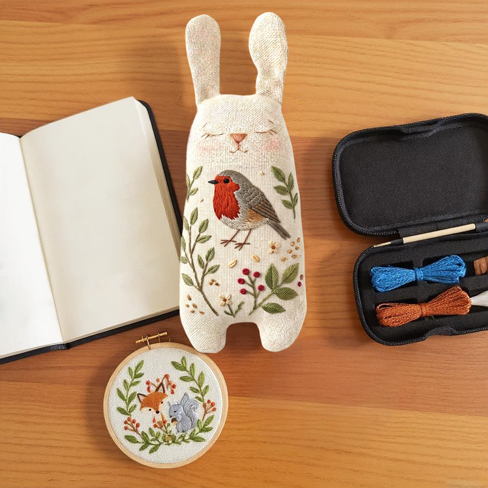 Rubbyoo Bunny Toy Embroidery Kit - Robin And Leafy Vine | Beginner-friendly Craft | Sweet Hanging Ornament - image 9