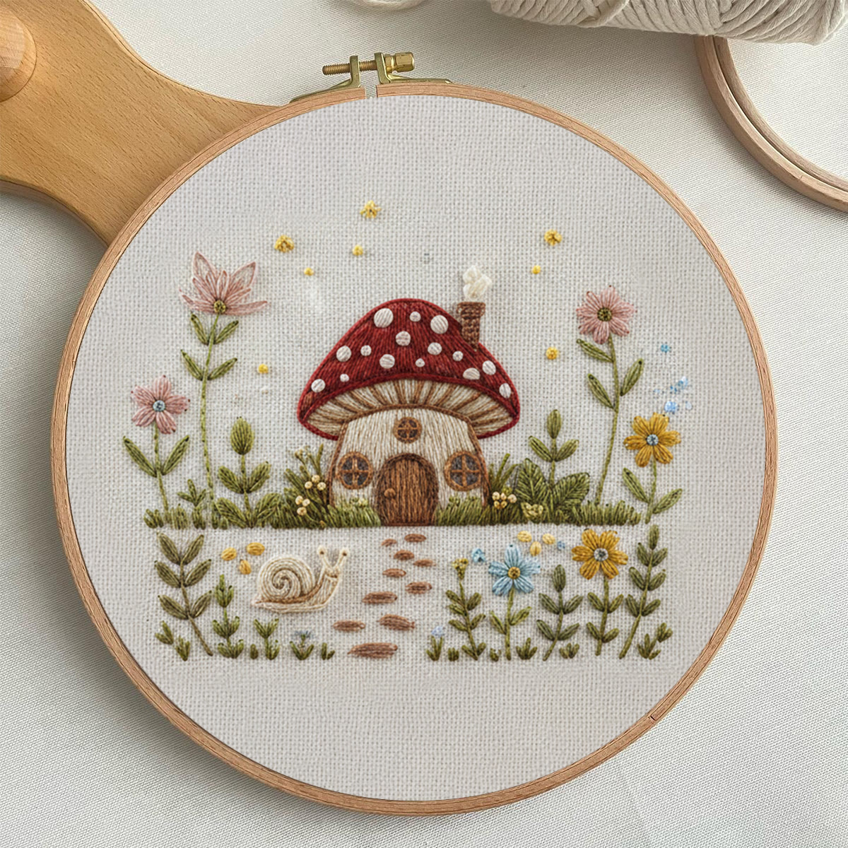 Rubbyoo Embroidery Kit - Mushroom Cottage Scene | Gift For Her Decor Piece | Beginner Embroidery Handcraft - image 8