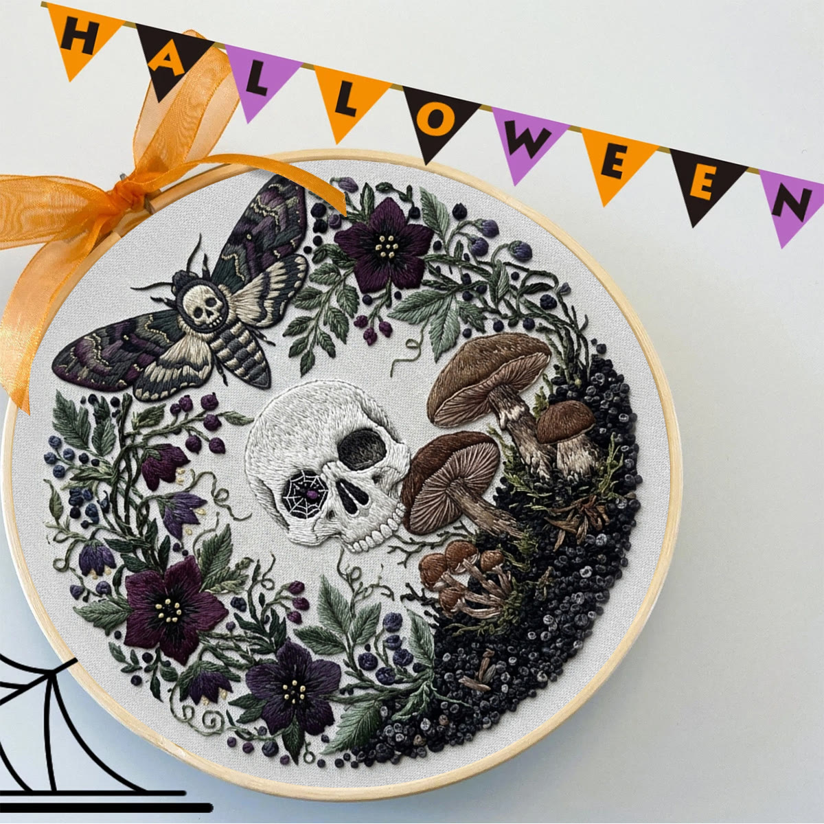 Rubbyoo Embroidery Kit - Skeleton Tomb | Bizarre Aesthetic Decor | Handmade Halloween Vibe Gift - image 8