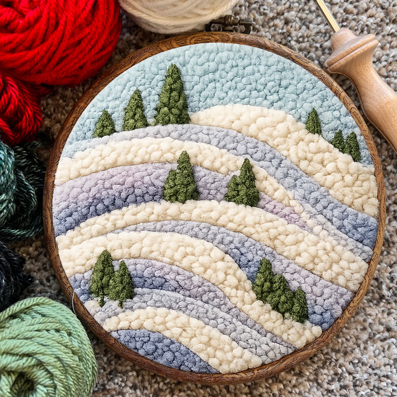 Snowy Ridge Pine Punch Needle Kit - Gentle Diy Experience | Serene Home Find - image 8