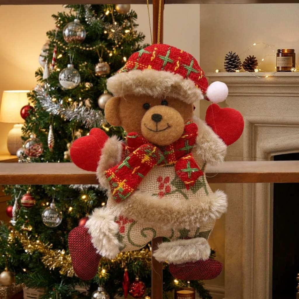 Rubbyoo Cozy Fabric Xmas Tree Ornament – Sweet Christmas Home Decor | Seasonal Holiday Displays  - Bear - image 8
