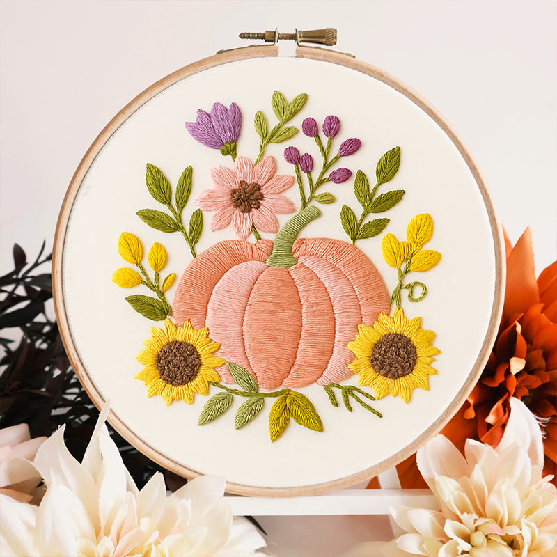 Rubbyoo Embroidery Kit - Pink Pumpkin | Unique Handmade Craft | Halloween Desk Ornament - image 5