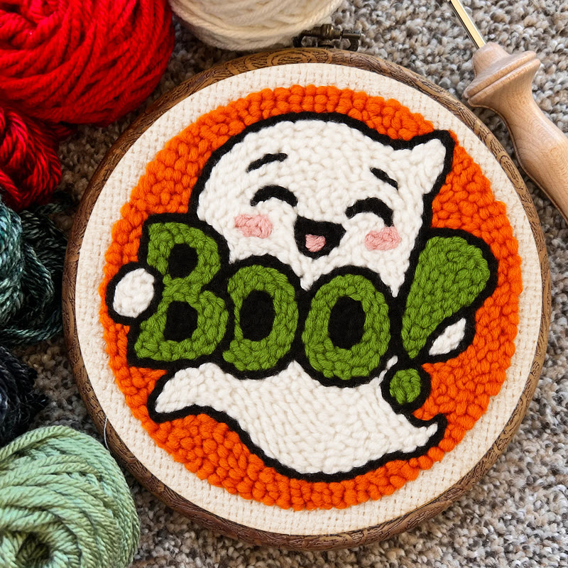 Boo Ghost Punch Needle Kit - Creative Yarn Craft |  Special Desk Decoration - image 9