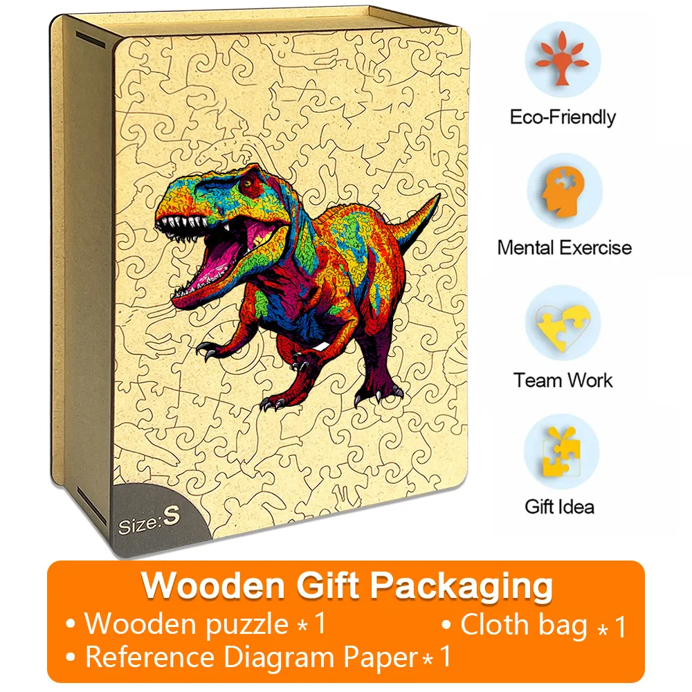 Colorful Tyrannosaurus Rex - Wooden Jigsaw Puzzles