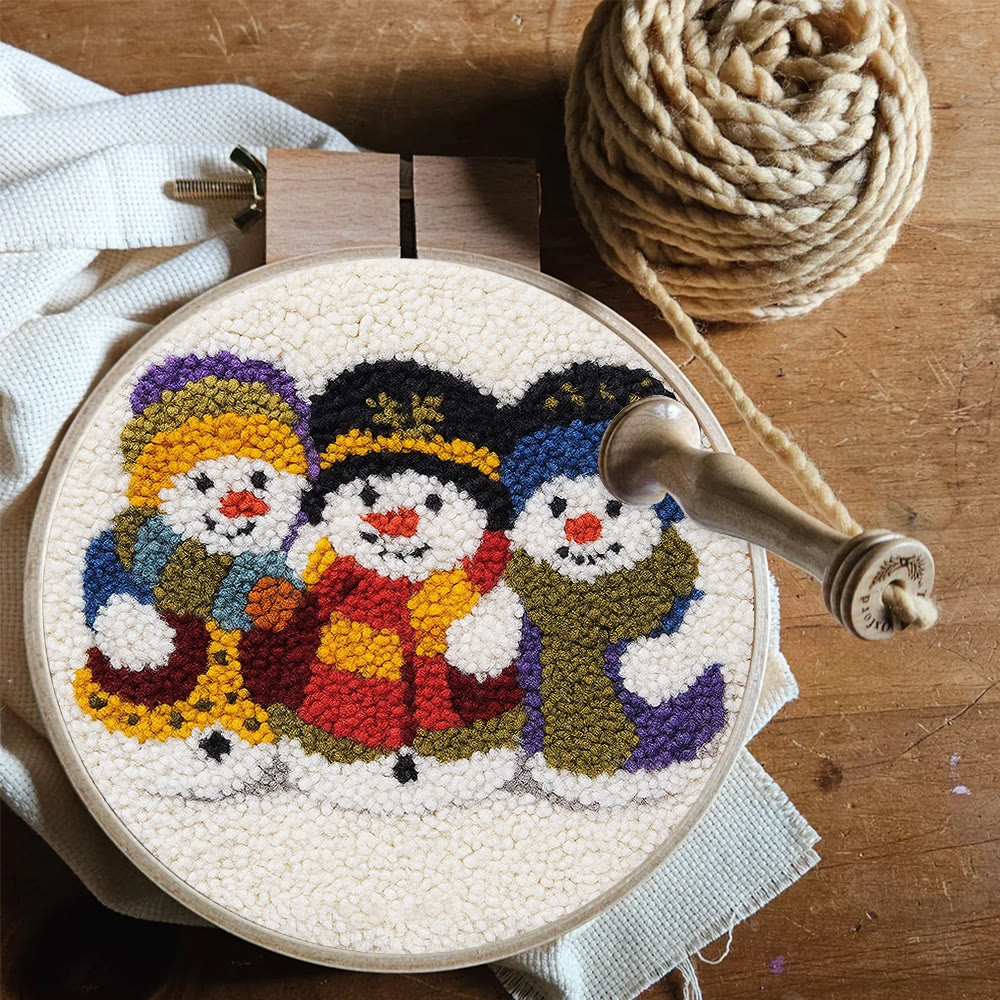 Snowman Trio Punch Needle Kit - Diy Christmas Craft | Charming Handmade Holiday Wall Decor - image 9