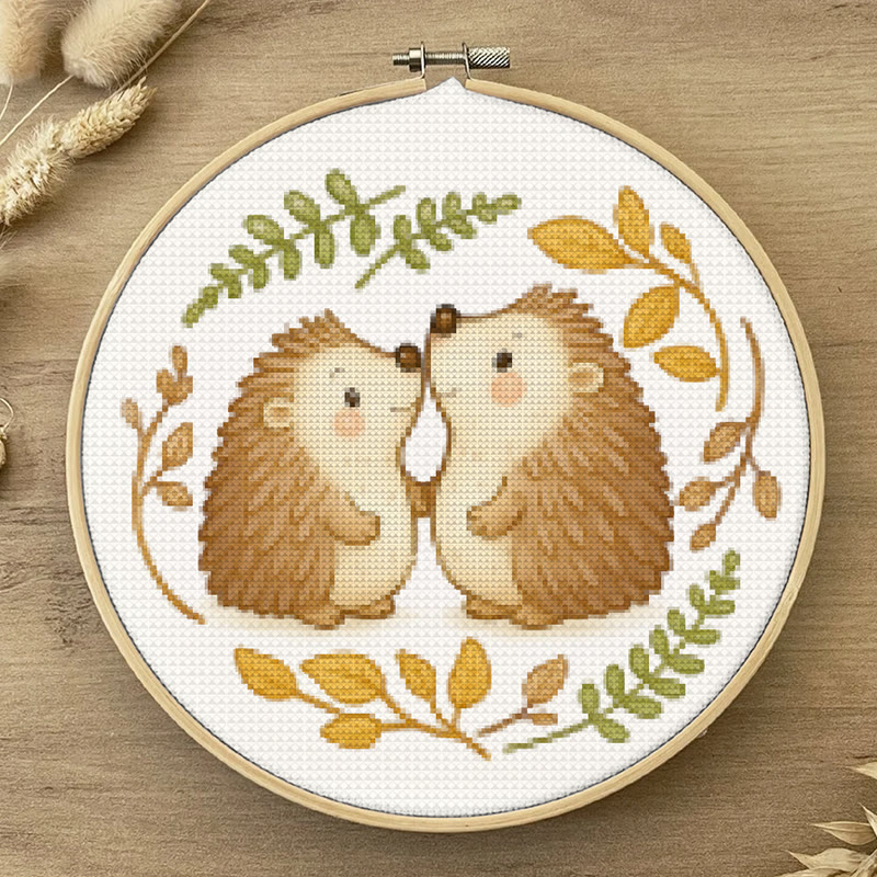  Cross Stitch Kit - Lovely Hedgehogs | Decorative Handmade Craft | Perfect Gift For Crafters - image 4