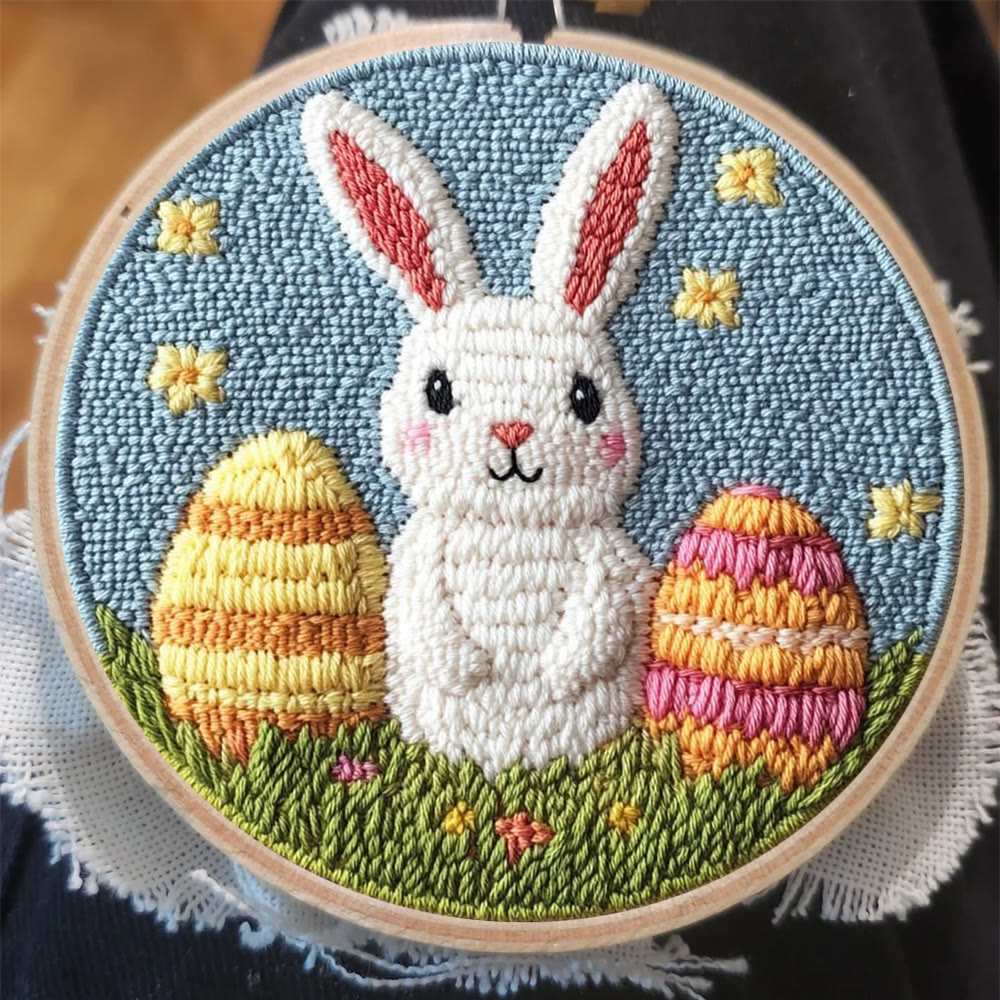 Starry Night Double Egg Bunny Punch Needle Kit - Cozy Diy | Whimsical Statement - image 7