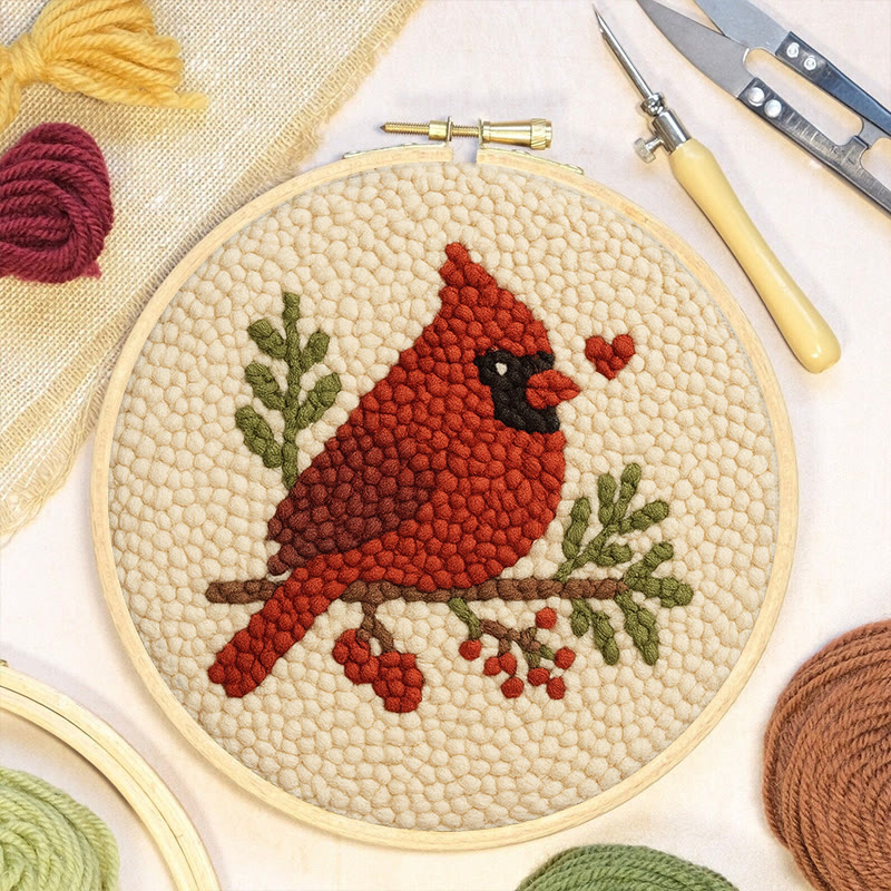  Red Bird Punch Needle Kit - Easy For Beginner | Perfect Christmas Gift Idea - image 6