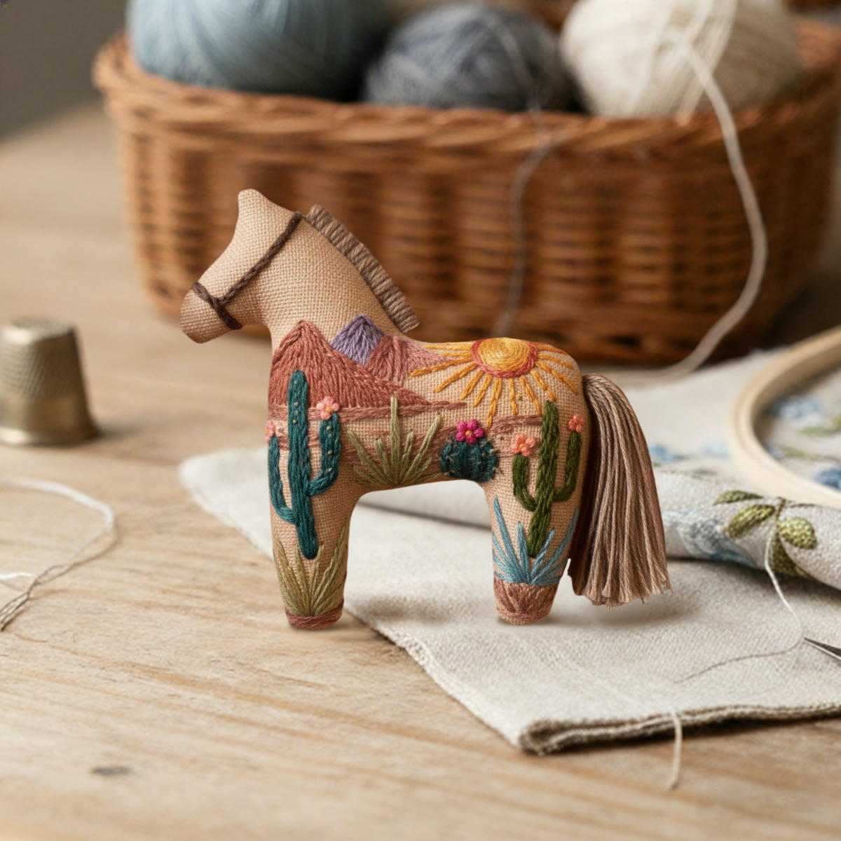 Rubbyoo Dala Horse Embroidery Kit - Desert Scenery | Sewing Handmade Gift | Interesting Pendant - image 4