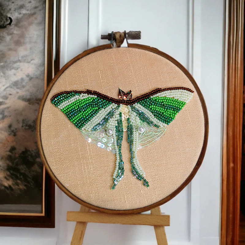 Rubbyoo Bead Embroidery Kit - Green Luna Moth | Exquisite Handmade Craft | Nice Home Decor - image 5