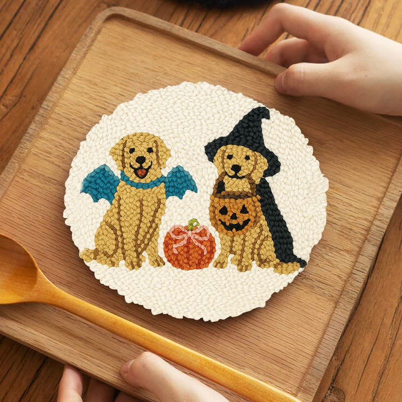 Witch Dogs Punch Needle Kit - Special Halloween Animal Craft | Perfect Gift For Puppy Lovers - 5 inch Coaster Kit - image 11