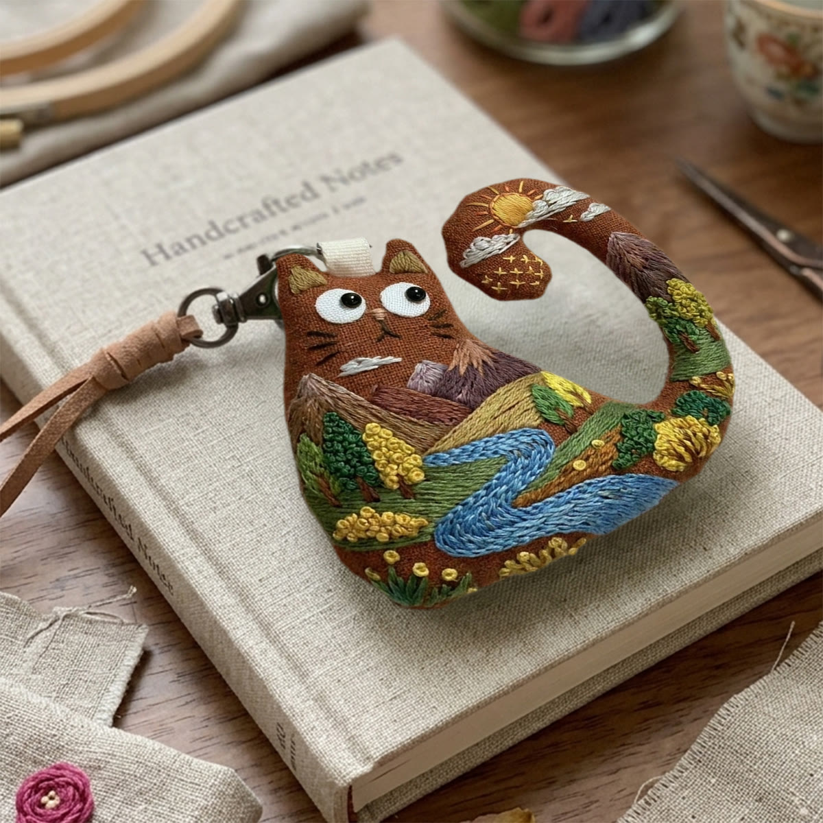 Rubbyoo Cat Embroidery Kit - Majestic Mountains | Unique Travel Keepsake | Artisan Backpack Accessory - image 9