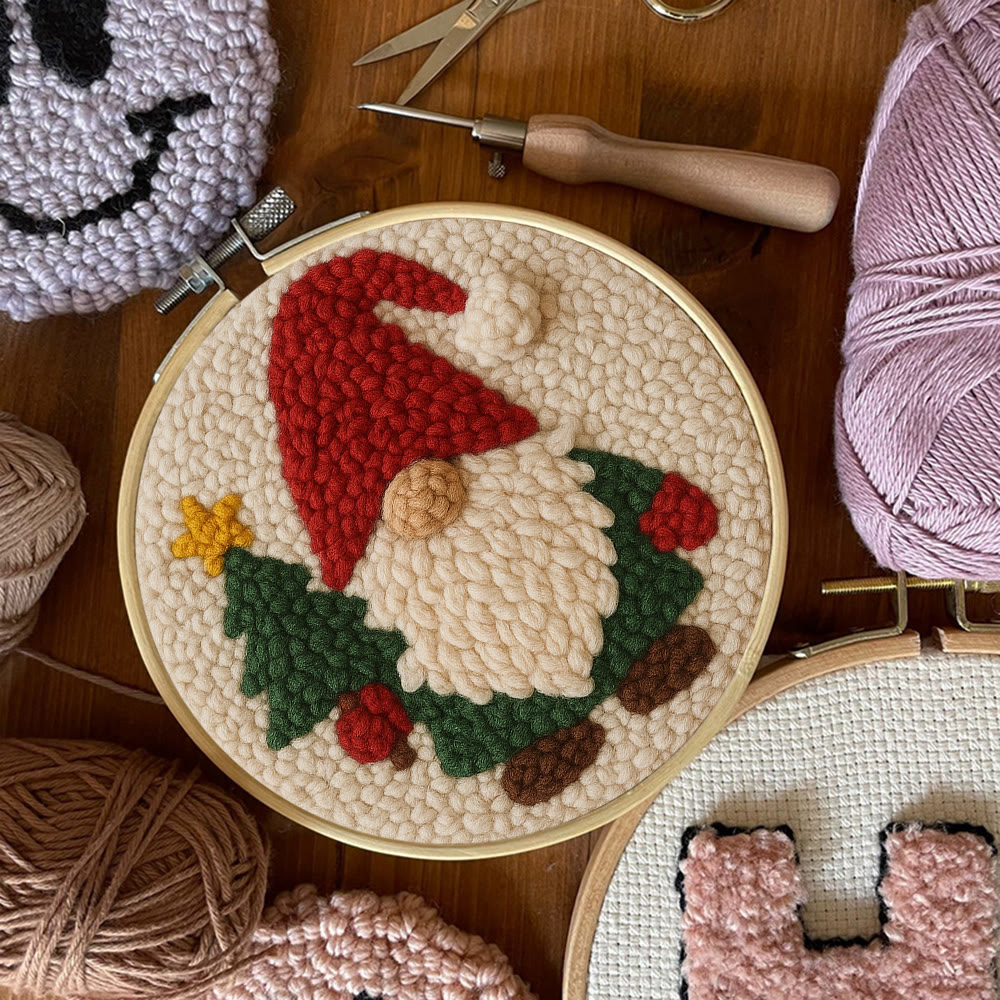 Christmas Gnome Punch Needle Kit - Diy Christmas Decoration | Cozy Handmade Wall | Art For Holiday - image 6