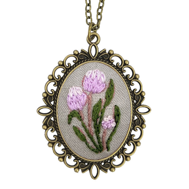 Hand Embroidered Pendant Necklace - Pattern 9 - image 13