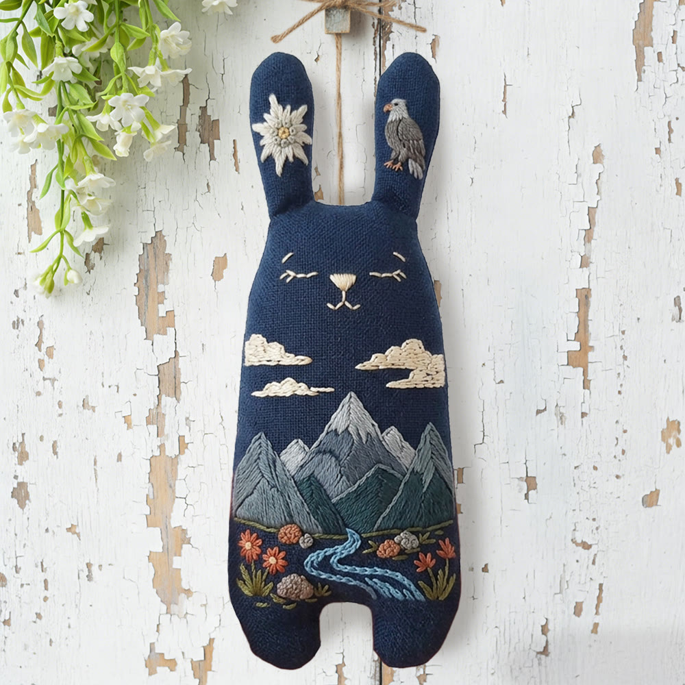 Rubbyoo Bunny Toy Embroidery Kit - Eagle And Mountain Stream | Novice-friendly Diy | Bold Nature-inspired Decor - image 4