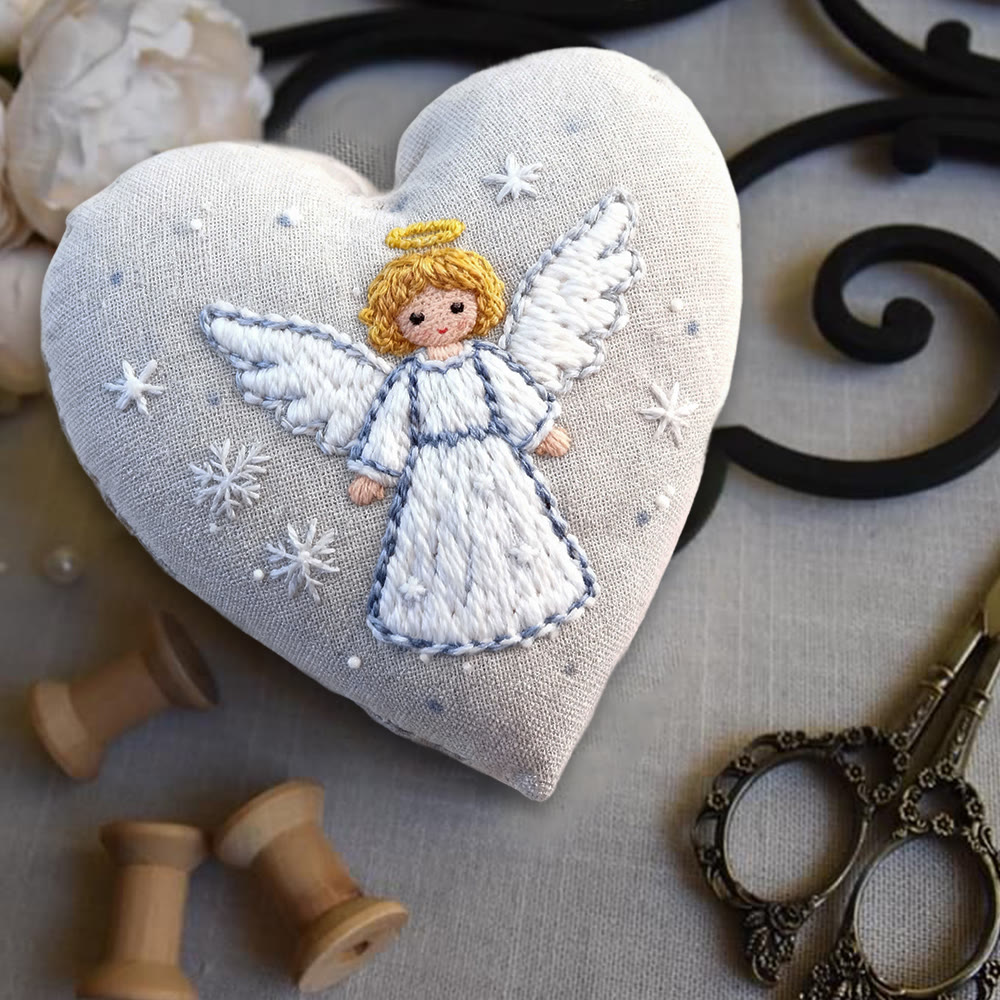 Rubbyoo Heart Embroidery Kit - Adorable Angel | Diy Needle Artwork | Perfect Hanging Decor  - image 3