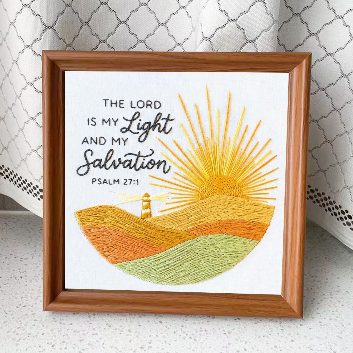 Rubbyoo Embroidery Kit - The Lord Is My Light & Salvation | Religious Stitch Pattern | Christian Decorative Art - Embroidery Kit Plus An Extra Frame - image 8