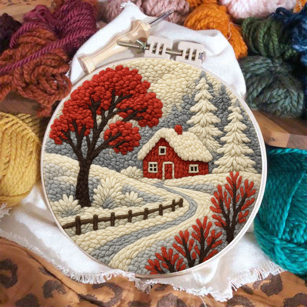 Winter Cottage Punch Needle Kit – Perfect Gift for Craft Lovers | Scenic Handmade Home Decor - image 6
