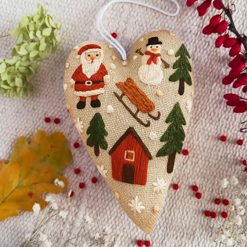 Rubbyoo Heart Embroidery Kit - Christmas Sled | Christmas Tree Adornment | Kid Embroidered Craft  - image 6