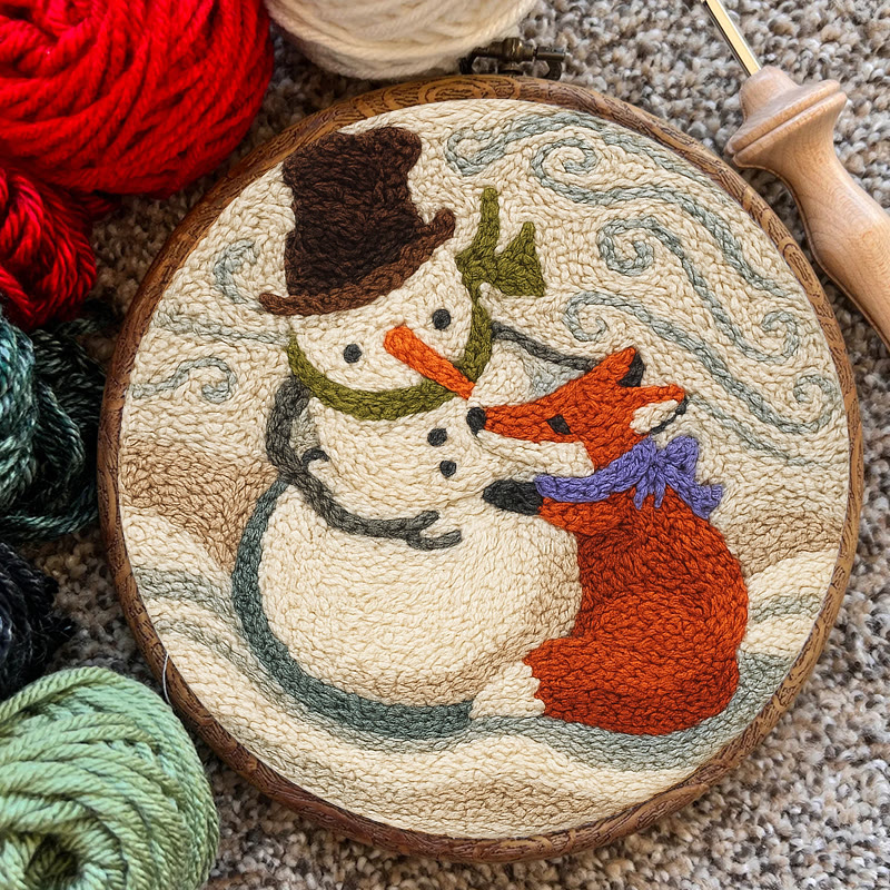 Fox And Snowman Punch Needle Kit - Winter Animal Artwork | Unique Christmas Collection  - image 7
