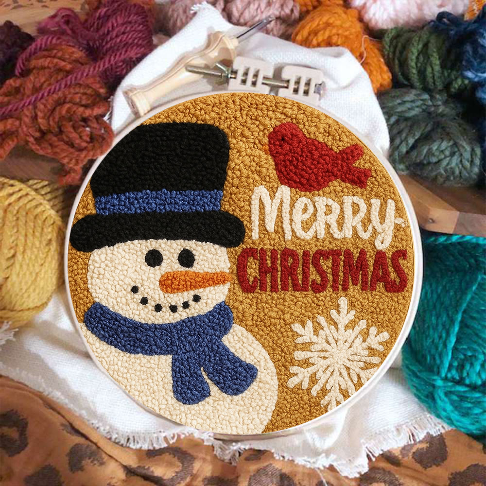 Merry Christmas Punch Needle Kit - Creative Yarn Craft | Handmade Holiday Ornament - image 7