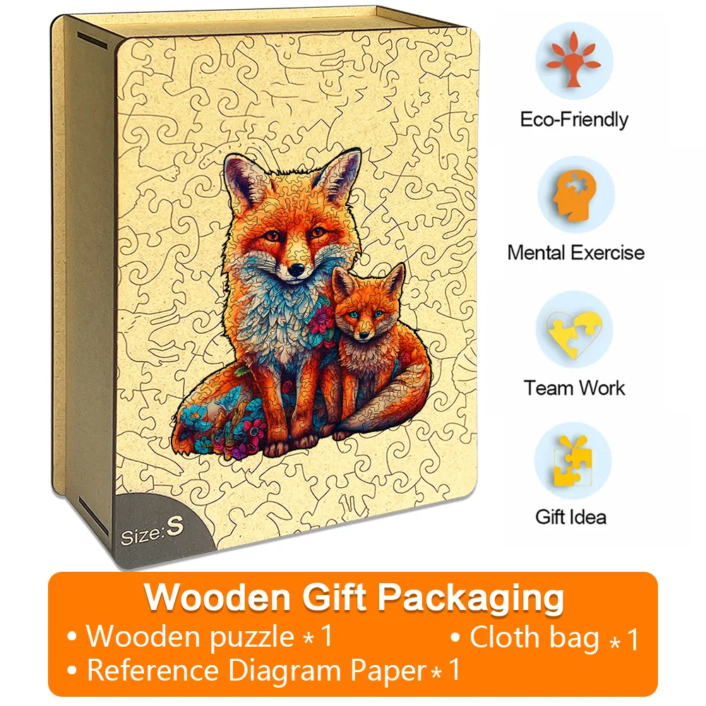 Mother and Child Fox - Wooden Jigsaw Puzzles
