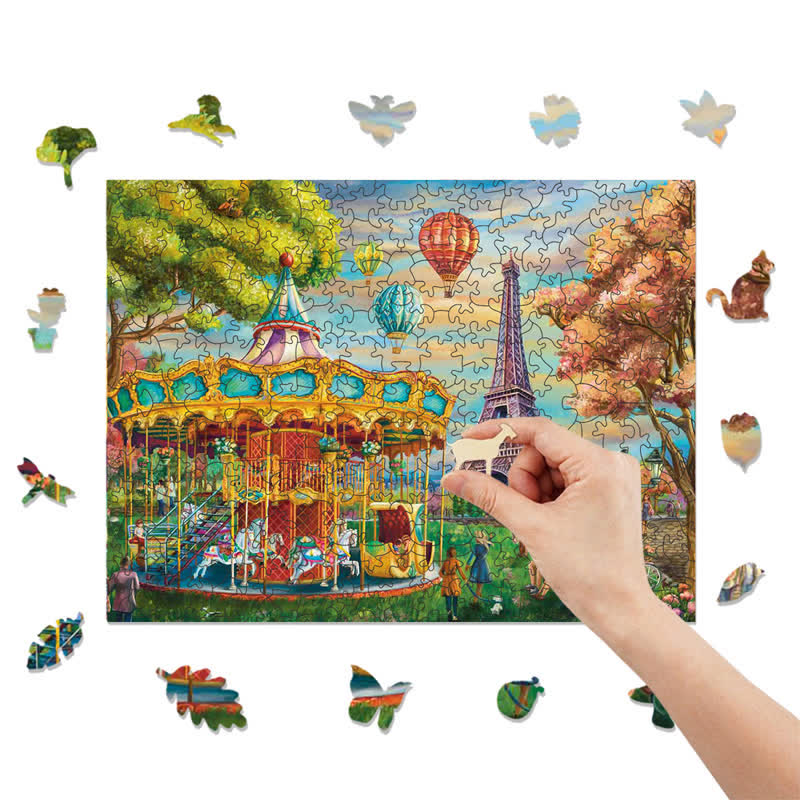 Rubbyoo Carousel Trocadero, Paris - Wooden Jigsaw Puzzle