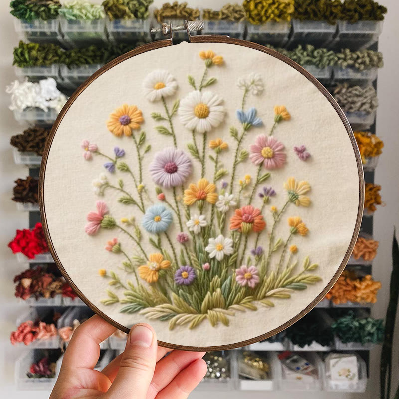 Rubbyoo Embroidery Kit - Bouquet Of Colorful Wildflowers | Beginner Embroidered | Great Gift For Her - image 9