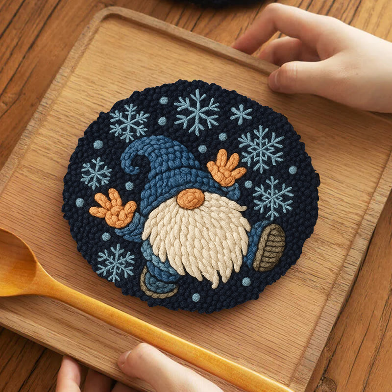 Snowflake Gnome Punch Needle Kit - Creative Winter Handicraft | Christmas Decorative Coaster - 5 inch Coaster Kit - image 12