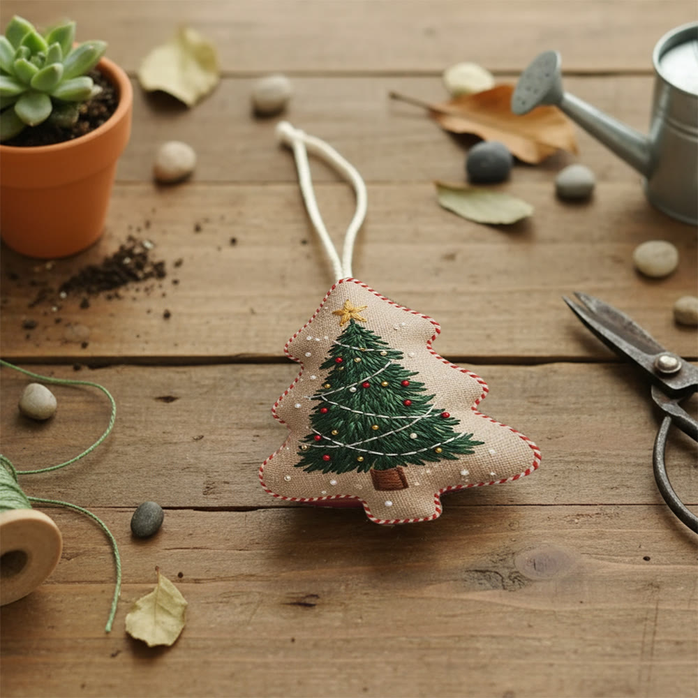 Rubbyoo Tree-shaped Embroidery Kit - Classic Christmas Tree | Diy Project For Beginners | Ideal For Cozy Home Decor - image 3