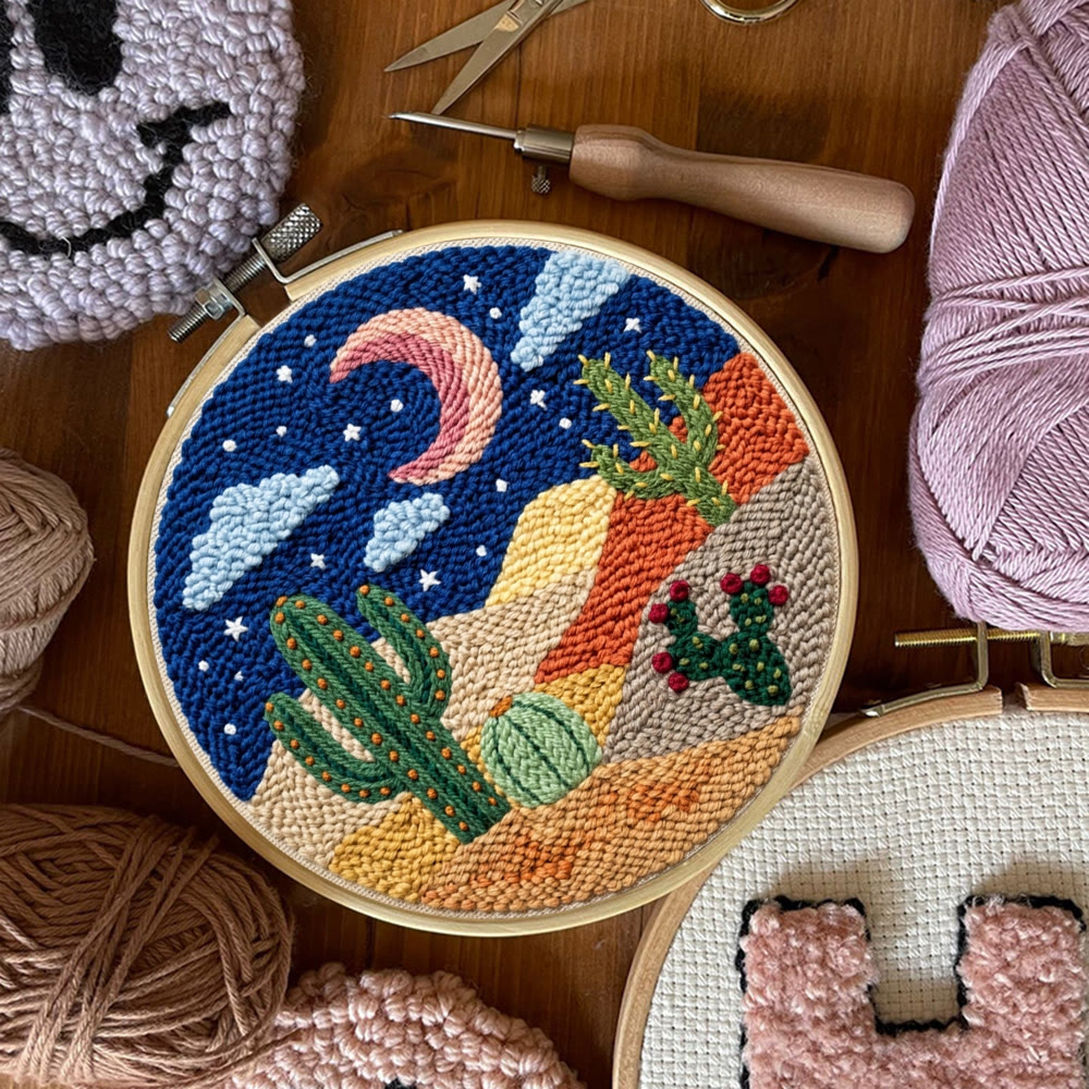 Starry Desert Night  Punch Needle Kit - Celestial Aesthetic Home Accent | Easy-to-do Family Crafting Activity - image 7