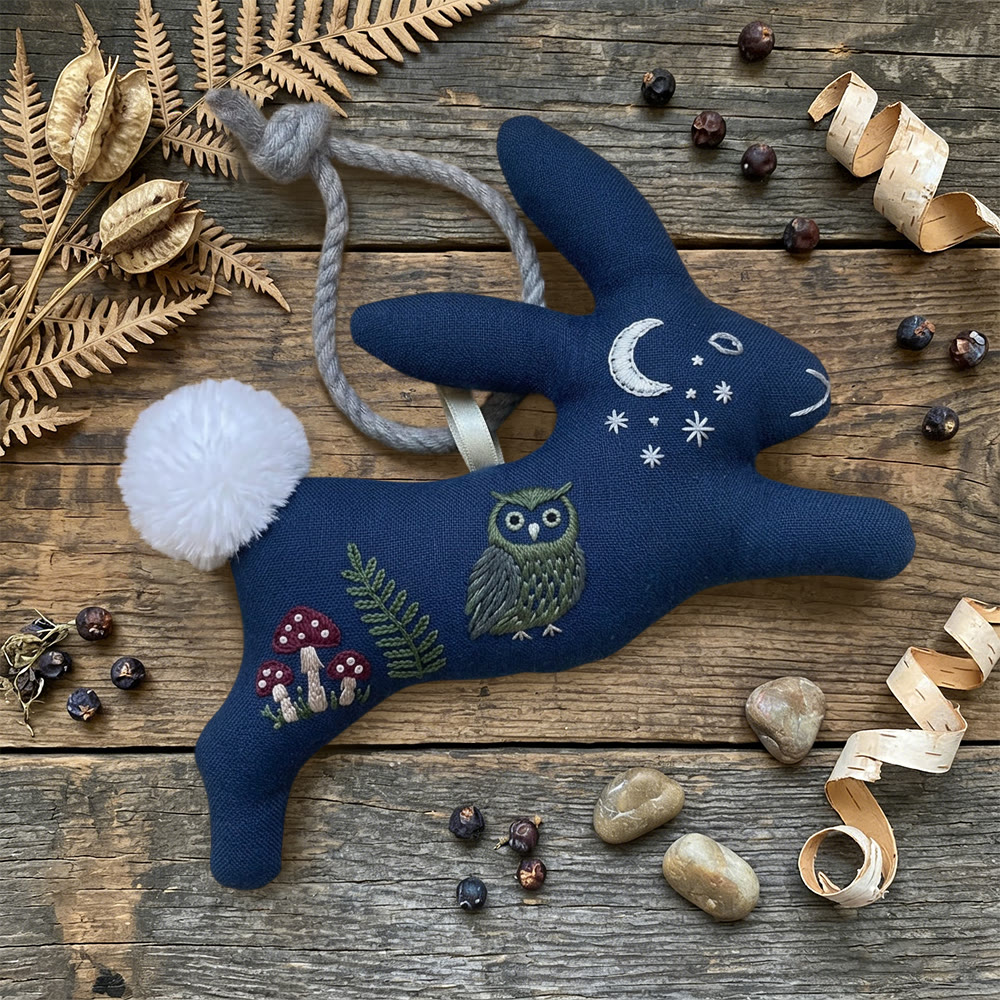 Rubbyoo Rabbit Embroidery Kit - Night Owl And Crescent Moon | Breezy Diy | Sweet Handmade Treasure - image 5